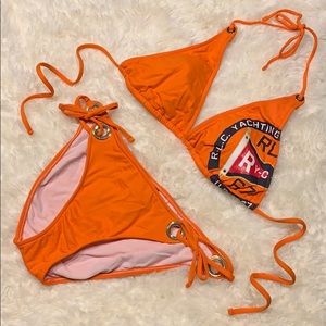 Ralph Lauren RL Yacht Orange Grommet String Bikini